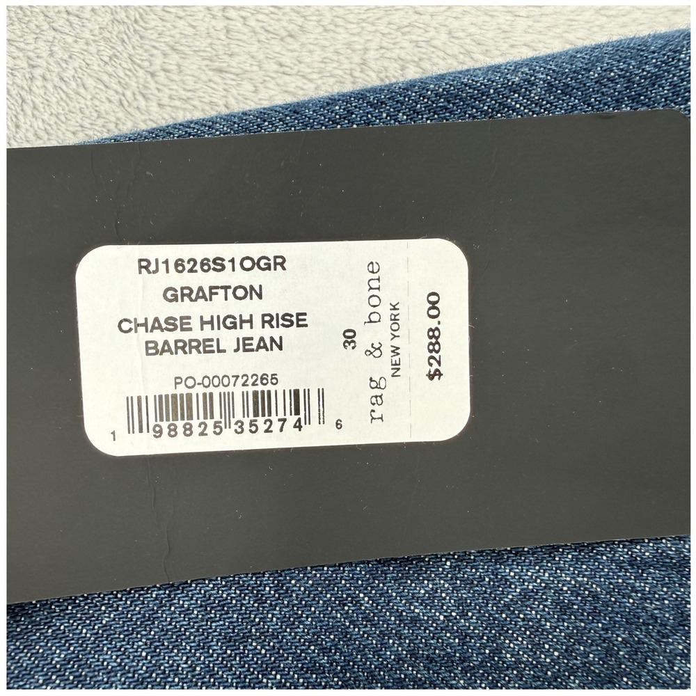 Rag & Bone Pants Jeans Womens 30 Chase High-Rise Barrel Grafton Blue Cropped Leg - Picture 12 of 16